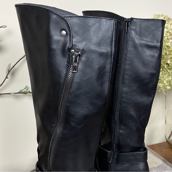 NIB Rampage Allison Asymmetrical Zipper Buckled Knee High Tall Riding/Biker Boot - Picture 5 of 16